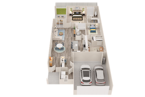 Floor plan for 3 beds, 2 baths, 1536 sqft